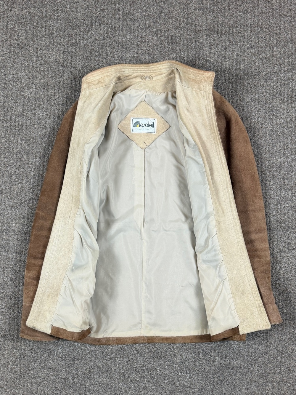 Vintage Lesoleil Suede Leather Open Front Jacket Women’s Small High Collar 90s - Picture 4 of 13